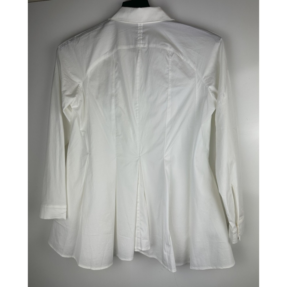 Stella Carakasi Showstopper Shirt White Button up Tunic Blouse Pleated Pocket XS - Picture 14 of 16